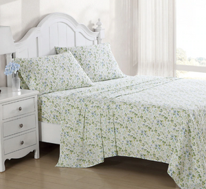 Laura Ashley Spring Bloom Sateen Sheet Set, Queen