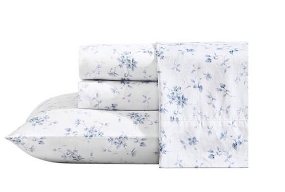 Laura Ashley Garden Muse Blue Cashmere Sheet Set, Queen