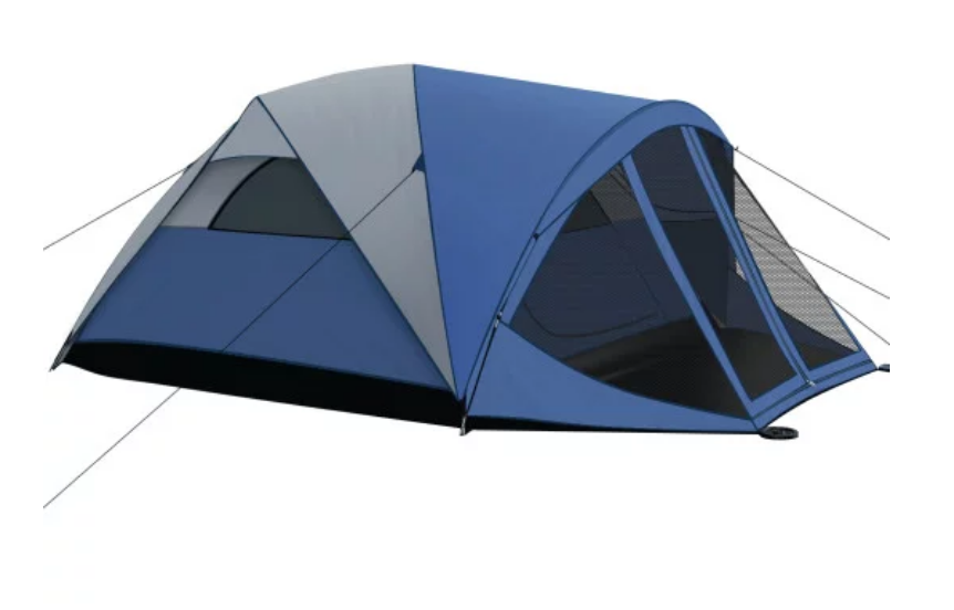 6-Person Large Camping Dome Tent with Screen Room Porch and Removable Rainfly