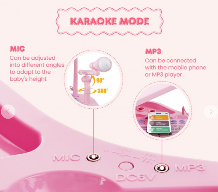 37 Keys Kids Piano Keyboard with Stool and Karaoke mic, batteries included