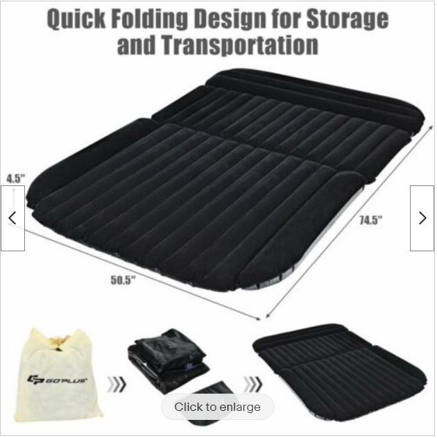 Inflatable SUV  Backseat Air Mattress for Travel  W/ 12v pump