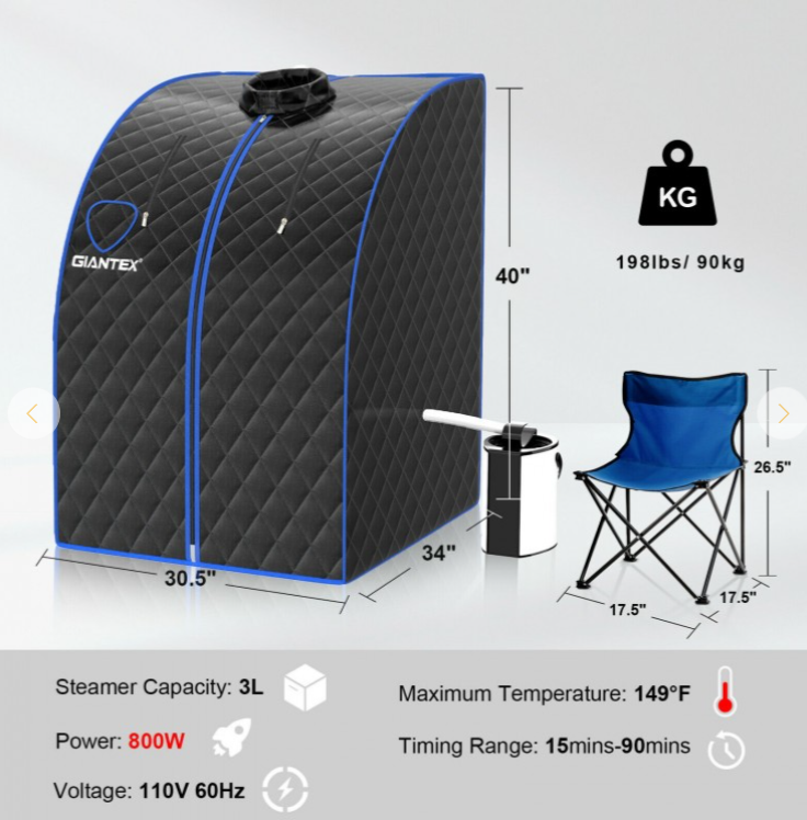 Portable Personal Steam Spa with 3L Blast-proof Steamer Chair, 1 box, unassembled