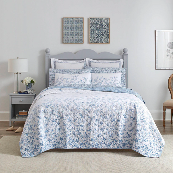 Reversible Laura Ashley Flora Quilt Set