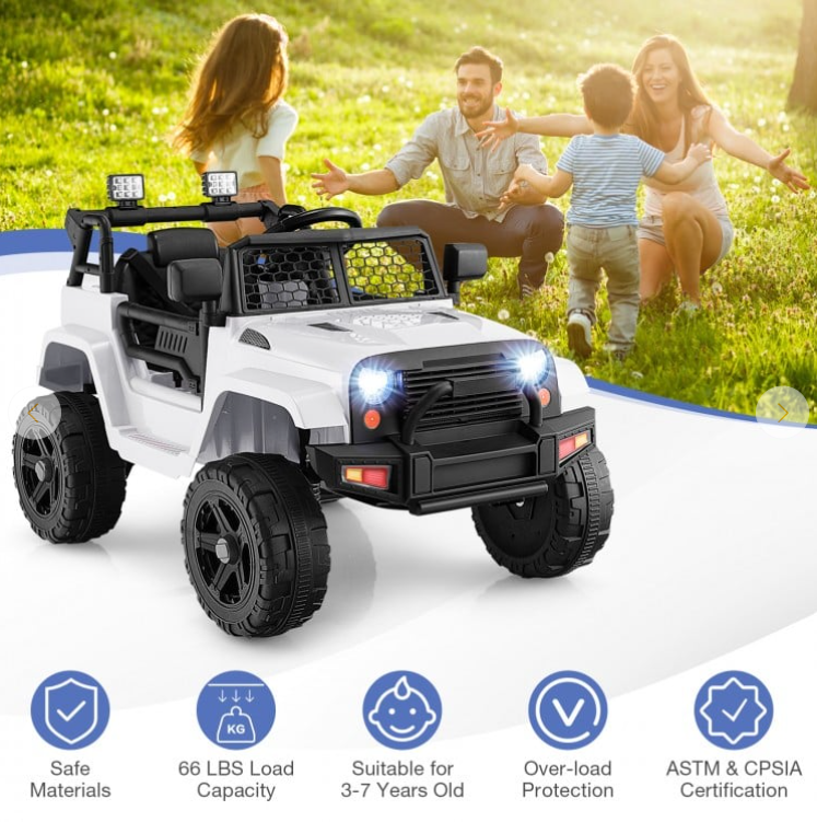 12V Kids Ride On Truck with Headlights, and remote control
