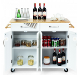 The Hampshire Rolling Kitchen Island Cart, white, fully assembled