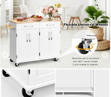 The Hampshire Rolling Kitchen Island Cart, white, fully assembled