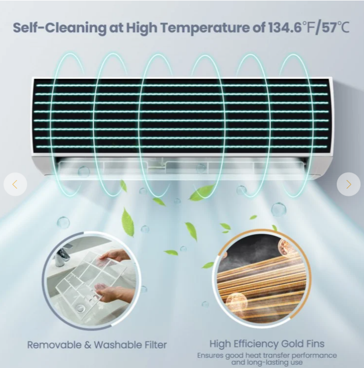 HEAT PUMP KiT, 12000 BTU 20 SEER2 115V Ductless Mini Split with Remote, 2 boxes