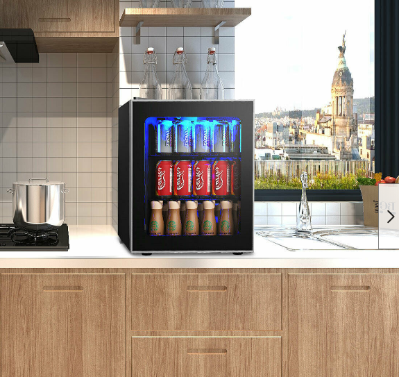 60 Can Beverage Refrigerator Mini Fridge with Glass Door