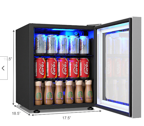 60 Can Beverage Refrigerator Mini Fridge with Glass Door
