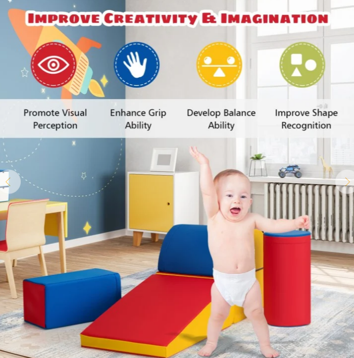 5-Piece Kids Crawl and Climb Foam Play Set for Preschoolers