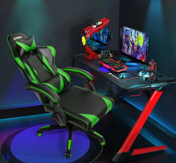 Gaming Chair Reclining Swivel with Massage Lumbar Support