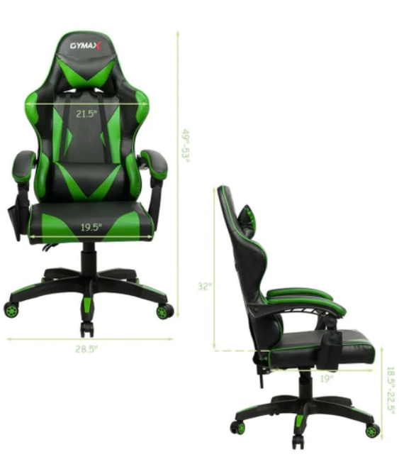 Gaming Chair Reclining Swivel with Massage Lumbar Support