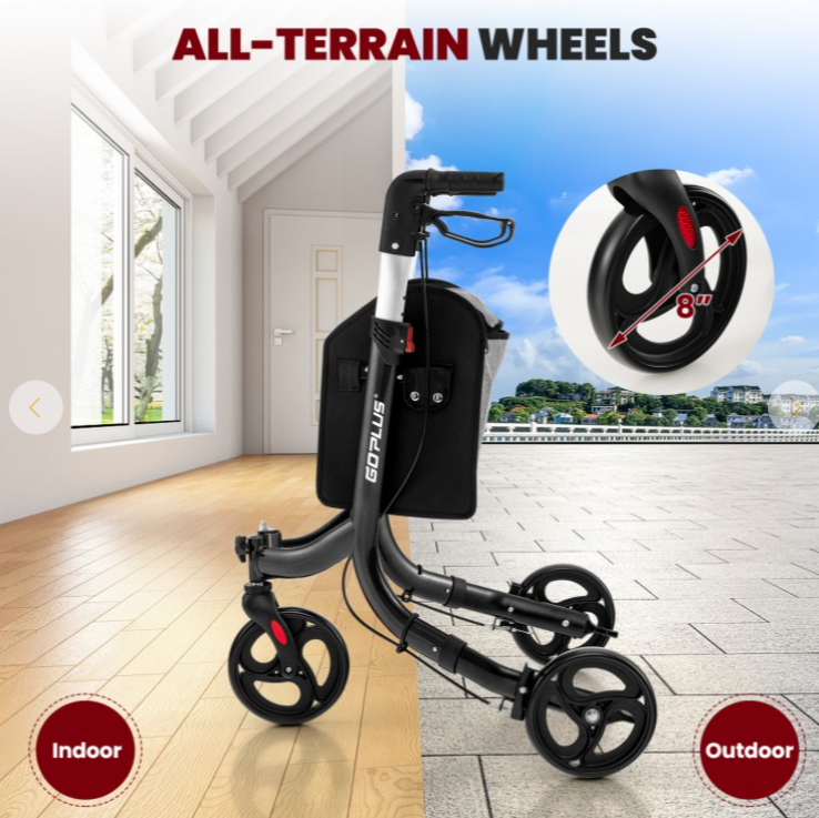 3-Wheel Rolling Walker with Adjustable Handle
