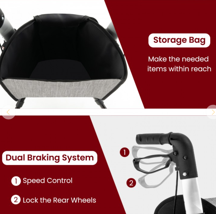 3-Wheel Rolling Walker with Adjustable Handle