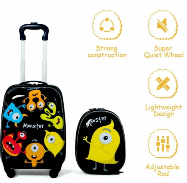 2 Pieces 12 Inch 18 Inch Kids Luggage Set with Backpack and Suitcase