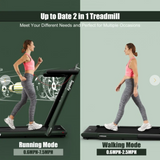 2.25HP 2 in 1 Folding Treadmill with APP Speaker Remote Control, damaged in shipping, tested