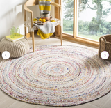 Hurst Handmade Flatweave Cotton Ivory/Multi Rug, 4` round