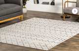 Giannini Geometric Moroccan Area Rug in Grey/ Off White,  8` x 10`