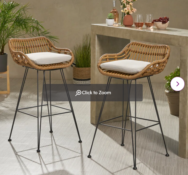 Endicott Wicker 30'' Bar Stool with Cushion (Set of 2)