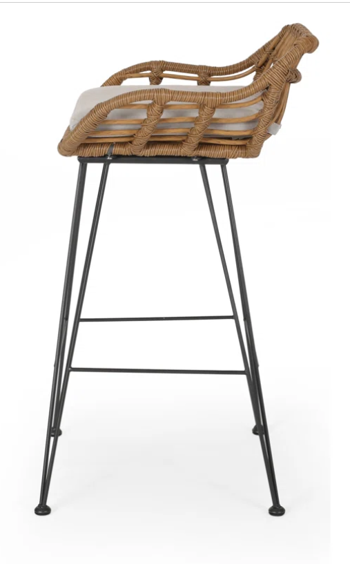 Endicott Wicker 30'' Bar Stool with Cushion (Set of 2)