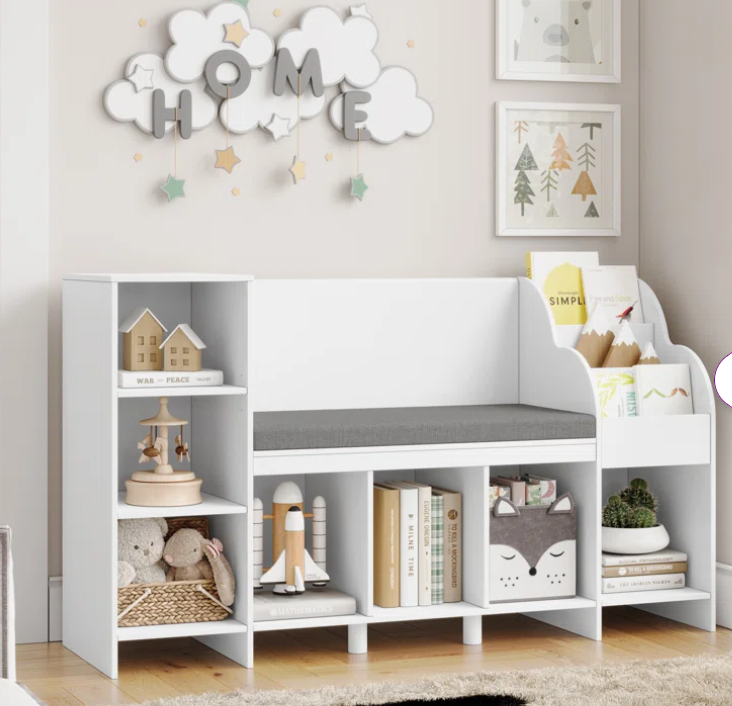 Aleedis Bookcase with bench, fully assembled