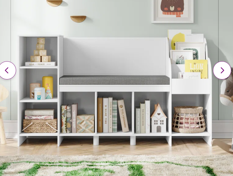 Aleedis Bookcase with bench, fully assembled