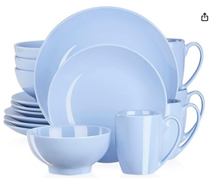 Vancasso Dinnerware, 16 piece set, color is robins egg light blue