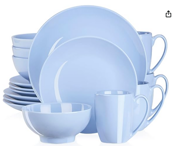 Vancasso Dinnerware, 16 piece set, color is robins egg light blue