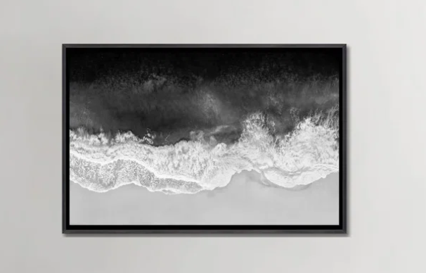 Waves in Black, Grey and White by Maggie Olsen, 48`` x 32``