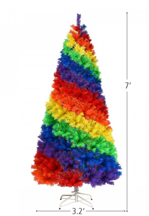 7 Ft Artificial Hinged Traditional Christmas Tree with Metal Stand