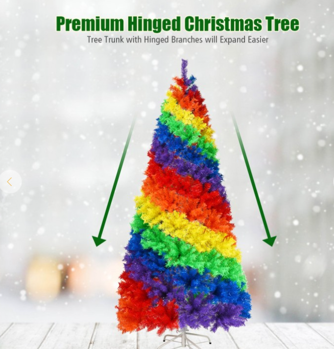 7 Ft Artificial Hinged Traditional Christmas Tree with Metal Stand