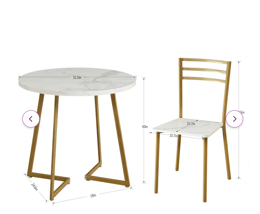 Kilwin 2 person dining set, fully assembled, scratch & dent