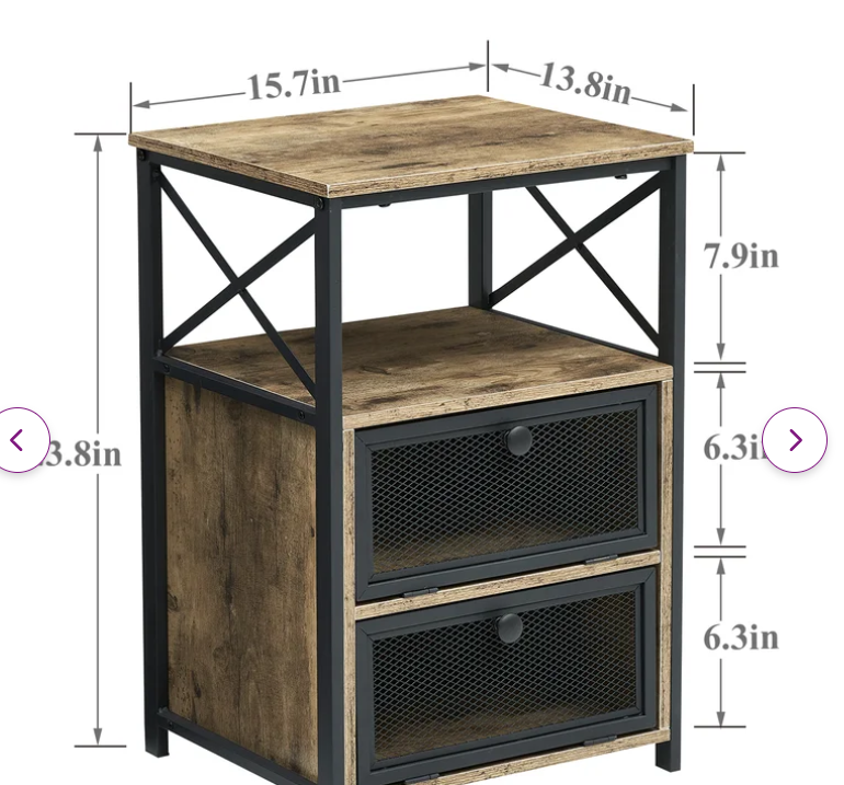 2 Piece Set, Rustic Nightstand, Fully Assembled
