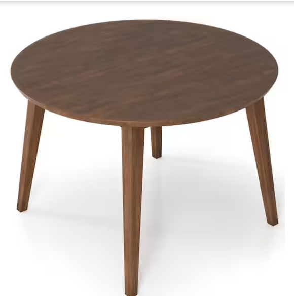 George Oliver 43`` Solid Wood Walnut Brown Frame and Top Round Dining Table (Seats 4)