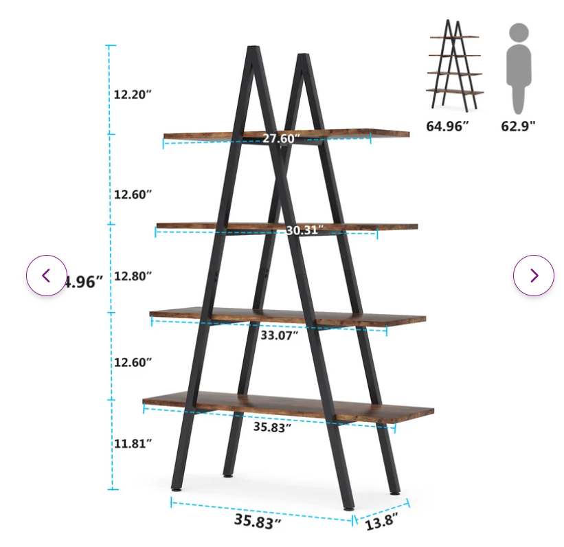 The Crissy 65``Rustic shelf, fully assembled