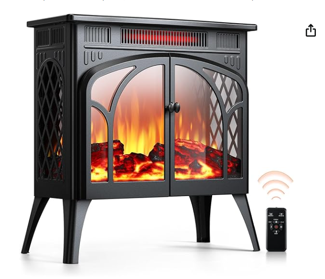 Rintuf Electric Fireplace Heater, 1500W Infrared Fireplace Stove with 3D Flame Effect, fully assembled