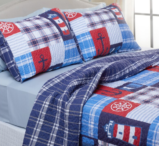 HomeSuite Nautical Patch 3-Piece Quilt, full/queen