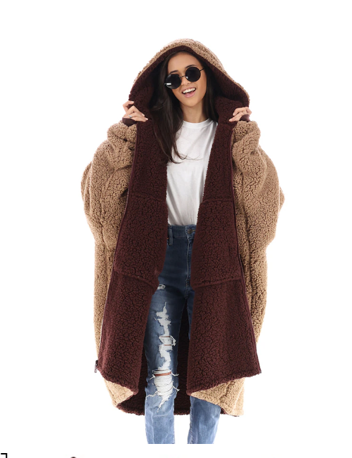 The Comfy Teddy Bear Coat REVERSIBLE - BROWN