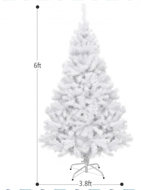 6 ft  White Christmas Tree with Metal Stand