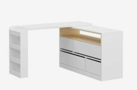 47.2 in. L-Shaped White Wood Computer, fully assembled, white