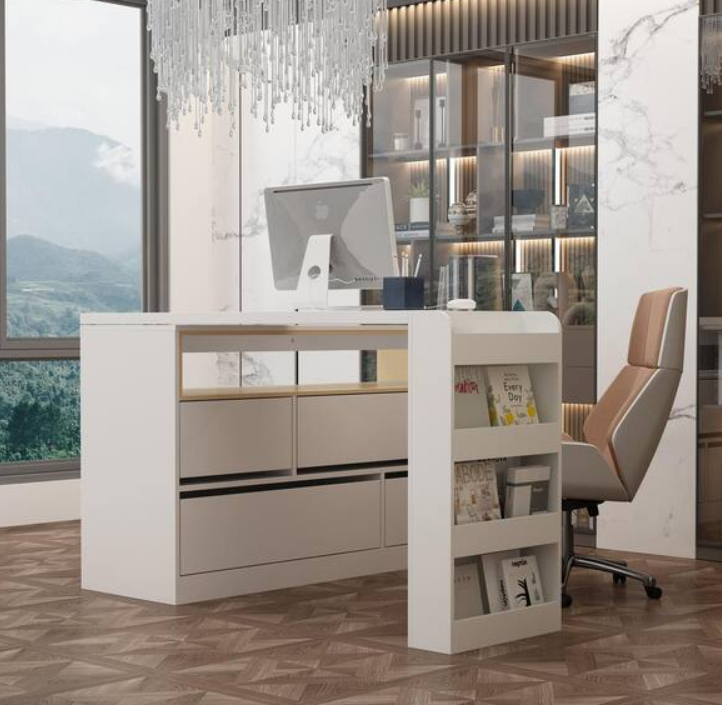 47.2 in. L-Shaped White Wood Computer, fully assembled, white