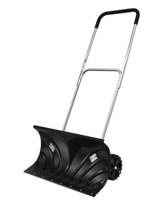 Rolling Snow Pusher Shovel with Adjustable Handle