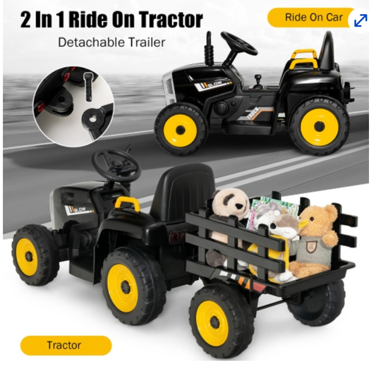 12V Ride on Tractor with 3-Gear-Shift Ground Loader for Kids 3+ Years Old, fully assembled