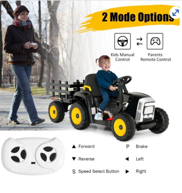 12V Ride on Tractor with 3-Gear-Shift Ground Loader for Kids 3+ Years Old, fully assembled