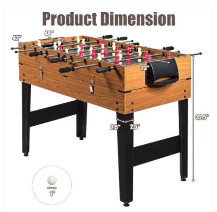 48 Inch 3-In-1 Multi Combo Game Table with Soccer for Game Rooms, (1 box unassembled)