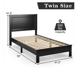 Twin Size Platform Bed Frame with Rubber Wood Leg-Black, no box, shrink wrapped