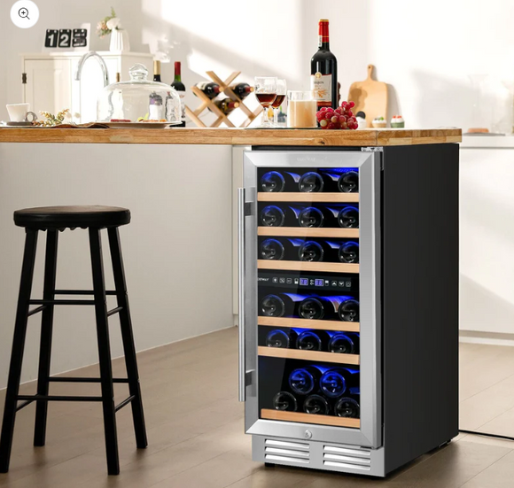 15'' 30 Bottle Dual Zone Free-standing Wine Refrigerator, scuff marks top and side