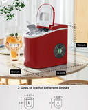 Portable Electric Ice Maker Machine with Ice Scoop, Red