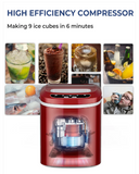 Portable Electric Ice Maker Machine with Ice Scoop, Red