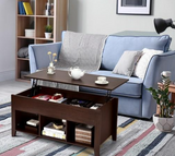 Lift Top Coffee Table With Storage Lower Shelf-Brown, fully assembled